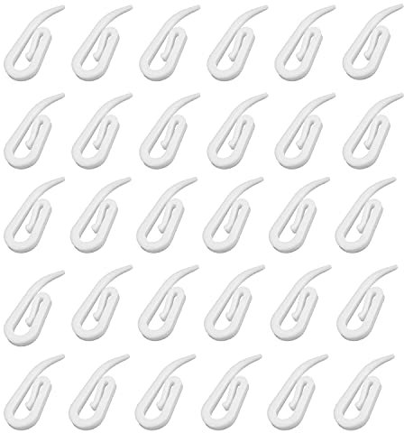 CZ Store Ganci Tenda |100 Pezzi|✮GARANZIA A VITA✮- Ganci a Uncino in Plastica, Bianchi 28x12mm - Gancio Appendi Tende, Tendine Scorrevoli, Tendaggi, Tende Da Doccia - Tende a Bastone e a Binario