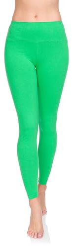 SOFTSAIL Leggings i bomull med hög midja för kvinnor, full längd, magkontroll, sport, gym, yoga, fitness, stretchiga byxor, enfärgade, slimmande, plusstorlekar, LWP, gRÖN, 38 SE