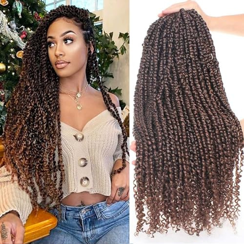 Xtrend 8-pack 12 trådar/förpackning förvriden passion twist hår 50 cm långa bohemiska flätor vattenvåg för passion twist virkning flätor hår syntetfiber naturlig hårförlängning T30