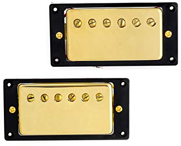 Metallor Humbucker Double Coil Pickups Neck and Bridge Pickup Compatible with LP Style Electric Guitar Parts Replacement Gold.