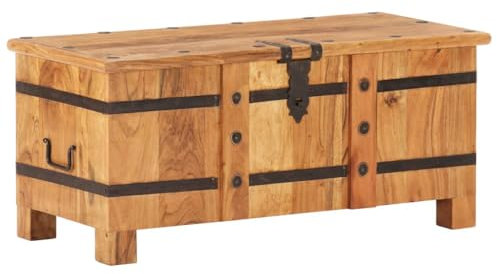 vidaXL Akazienholz Massiv Truhe Truhenbank Sitztruhe Bank Flurbank Sitzbank Holztruhe Aufbewahrungsbox Holzkiste Schatztruhe 90x40x40cm