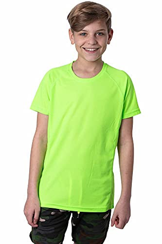 Mivaro Jungen Sport Shirt Trikot Funktionsshirt Laufshirt Fußball Training Tshirt, Größe:134/140, Farbe:Neongrün