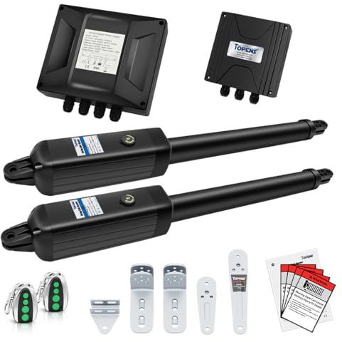 TOPENS A8132 Ouvre-portail à double battant - Moteur automatique robuste pour portails doubles battants jusqu'à 5,5 m par bras - Opérateur de portail électrique alimenté par CA avec kit de
