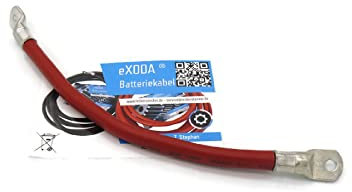 eXODA câble de batterie 70 mm² 30cm cosses M6 et M8 rouge haute qualité de matériau 99 pour cent de cuivre pour voiture bateau moto résistant à la chaleur jusqu'à 70° flexible