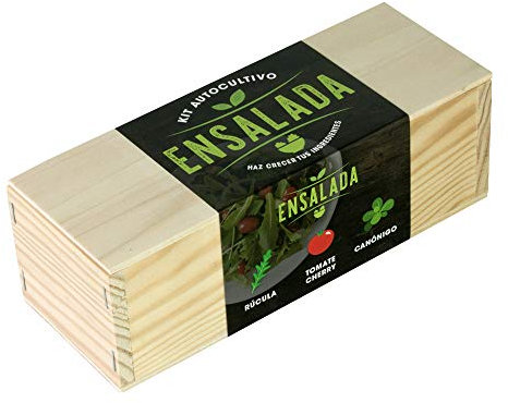 Kit Autocultivo Ensalada | Cultiva Rúcula, Tomate Cherry y Canónigos en Casa | Ingredientes Frescos y Naturales para tus Comidas | Regalo Original y Divertido | Resetea