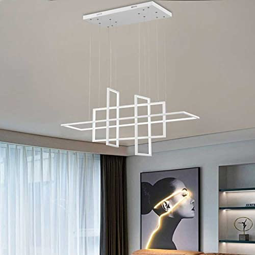 Vetrineinrete® Lampadario led sospensione geometrico 98 watt 4 rettangoli moderno lampada da soffitto 7840Lm luce bianca fredda 6500K calda 3000K naturale 4000k (Luce naturale 4000k)