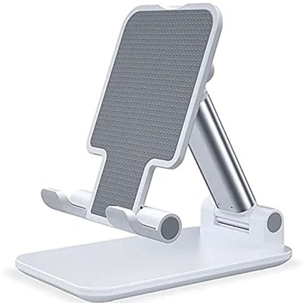 Foldable Mobile Phone Holder Stand Retractable Adjustable Phone Holder Cradle for iPhone 13 12 11 Pro Max X iPad and All Smartphones Adjustable Metal Desk Desktop Tablet Universal Cell Phone Holder