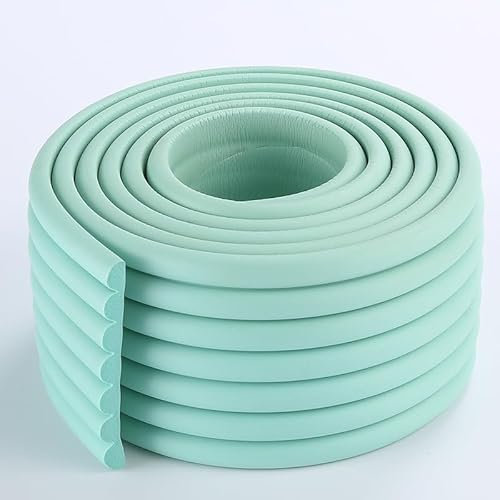 Protección de cantos autoadhesiva, 5 m, suave para bebés, protección de esquinas de mesa, protección contra golpes para muebles, tiras protectoras anticolisiones (verde claro, 5 m)
