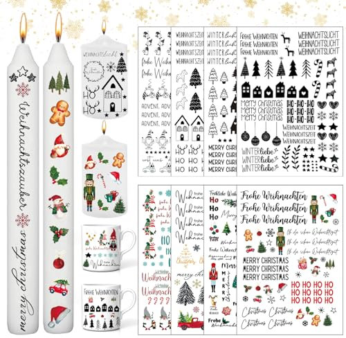 DONGSZQ Kerzentattoos für Kerze Tasse DIY Geschenk, Kerzen Dekorieren, Kerzensprüche (Weihnachten)
