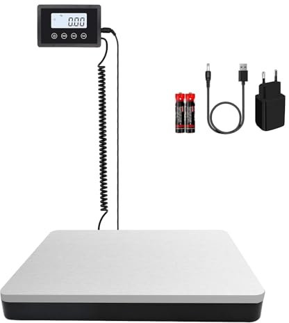 UNIWEIGH Paketwaage,200kg/10g digitale Versandwaage,Hochleistungs-Edelstahl-Postwaage mit Hold &Tara,Kofferwaage mit Wandmontiertem LCD Display für,Lagerhaus,Unternehmen,Hausgebrauch,Batterien&Typ-C