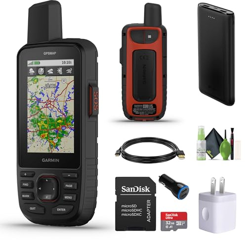 Garmin GPSMAP 67i Rugged Hiking GPS Premium Handheld inReach Satellite Technology, Two-Way Messaging, Interactive SOS, Mapping Bundle with Accessories