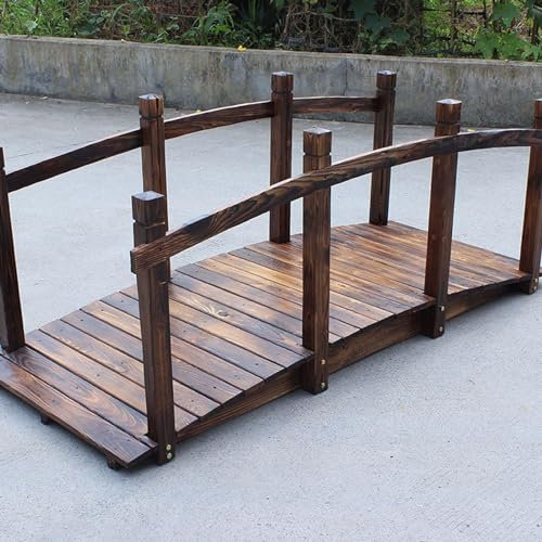 Pont de Jardin Extérieur Ponts De Jardin De 4,6 Pieds For L'extérieur, Passerelle En Arc Classique Avec Garde-corps Latéraux, Pont En Bois, Passerelle For Étang D'ornement Sur Lequel Marcher, For Parc
