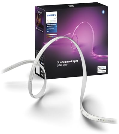 PHILIPS Hue Indoor 10 Ft Smart RGBWW LED Solo Lightstrip Base Kit, 1 Pack, Control with Hue App, LED Strip Lights Compatible with Alexa, Google Assistant and Apple HomeKit