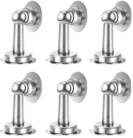 Shackcom 6PCS Forte Fermaporta Magnetico in Acciaio Inossidabile Stainless Steel Door Stoppers Adatto per Parete o Pavimento con Nastro Adesivo 3M Biadesivo Senza Forare Installazione