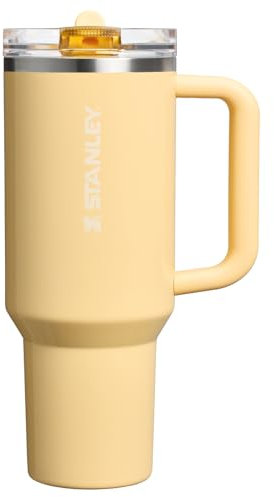 Stanley Quencher ProTour Flip Straw Tumbler with Leakproof Lid 1200ml | Built-in Straw and Handle | Cup Holder Compatible for Travel | Insulated Stainless Steel Cup | BPA Free | Butter Shine