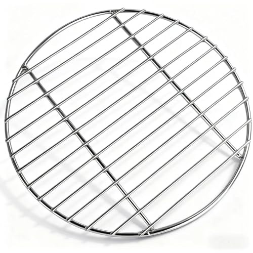 txuzong Diamètre 33 cm Grille Ronde Barbecue en Acier INOX - Grille de Cuisson Robuste pour Camping, Pique-Nique et Jardin - Surface Anti-Adhésive & Résistante à la Chaleur (Argent)