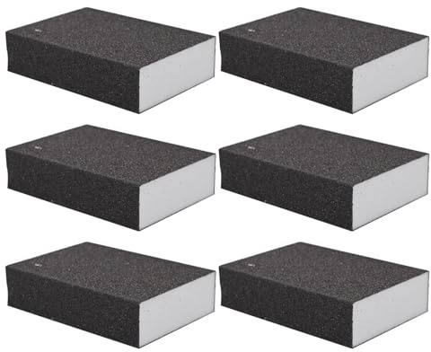 Wodsty Lot de 6 blocs d'éponge de ponçage double face résistants à l'usure pour bois, métal, plastique et cloison sèche Grain 120/150/180/240/400/600/1000