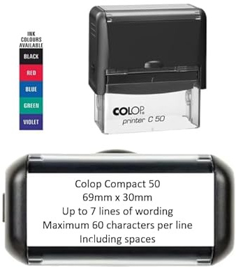 Personalised Custom Made Self-Inking Business Company Address Rubber Ink Stamp - 68mm x 29mm (Up to 7 Lines)