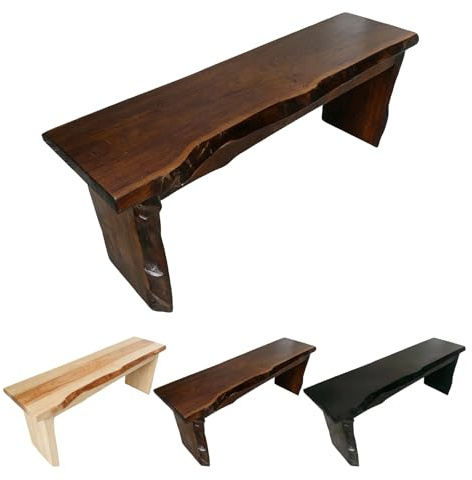 Generico Panca Da Ingresso in Legno Massello, 50 Cm/120 Cm Panca in Legno Da Interno, Panche Spogliatoio con Bordi Irregolari, Panchina per Tavolo Da Pranzo, Sgabello Basso(Walnut,120 * 20 * 40 cm)