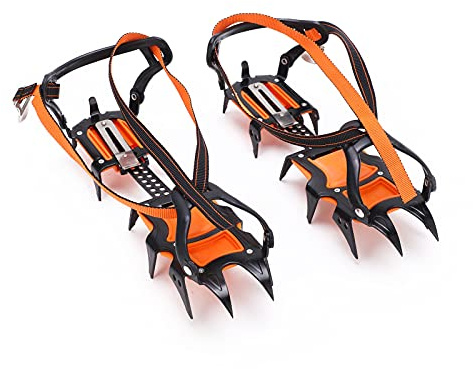 Stylebest Stegjärn Anti-Slip 12 Tänder Stark Grip Ice Cleps för Utomhussport, Höghållfast Manganstål, Bekvämt för snö, Gräs och Is