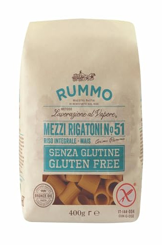 Rummo Gluten-Free Mezzi Rigatoni No. 51 – Premium Italian Pasta, Artisan Crafted, Short Tubular Shape, 400 g (Pack of 1)