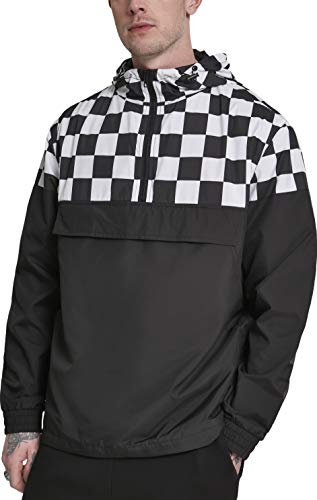 Urban Classics Herren Jacke Check Pull Over Jacket Schwarz (Blk/Chess 01713) Medium (Herstellergröße: M)