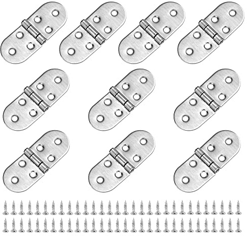 CODIRATO 10 PCS Charnière Inox et 60 Vis Charnière Pliante Porte Placard en Acier Inoxydable Charnière Flip Pliable 270° Charnières de Table Pliantes pour Armoires, Portes, Fenêtres, Chaises, Tables