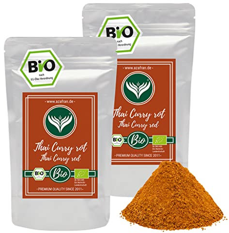 Azafran BIO Rotes Thai Curry Pulver, thailändische Küche, Currypulver rot asiatisch 500 g