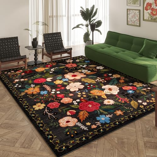 Rugcomf Area Rug 8x10 Washable, Black