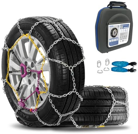 SNOCATENA Auto Tightening Snow Chains for Car – Quick Fit, Easy Installation, Reusable Universal Tire Chains for Winter Emergency Traction (Set of 2)