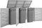 Iiaky Mülltonnenbox für 3 Tonnen 207x77,5x115 cm Edelstahl wasserdichte Gartenbox Outdoor Storage - 149560