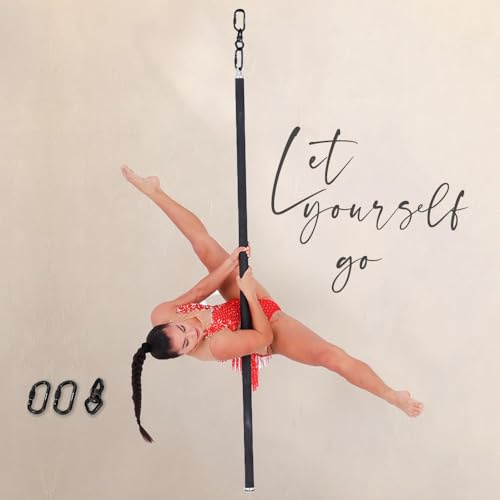 LUPIT POLE Premium Flying Pole - 45mm - 360° Rotating Aerial Dancing Pole - Portable Dance Pole Great for Home, Pole Dance Studio & Pole Fitness - Rubber Coated - Black (2970 mm)