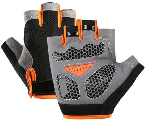 Besttoolifes Guantes de medio dedo para hombres y mujeres, transpirables, antideslizantes, guantes deportivos para motocicleta, tela de silicona ABS, protección de la palma a prueba de golpes, a