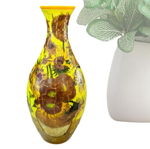 YNPQTDS 3 D-Puzzle Vase, 3-D Vase Jigsaw Puzzles For Adults - Curved Jigsaw Puzzle Flower Vases, Art Puzzle Vase, Detachable Puzzle Planter, Unique Flower Vase For Flower Arrangement And Home Decor