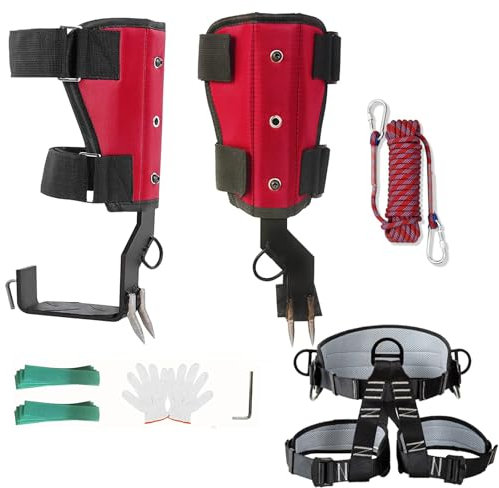 timiland Steigeisen Baumklettern, Baumklettern Ausrüstung, Baumklettern Schuhe für Baumklettern, Holzfällen, Obstpflücken und andere Aktivitäten(RED)