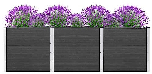 Xichuzi Garten-Hochbeet 300x100x91 cm WPC Grau, Palettenrahmen, Hochteich, Gemüsebeet, Kräuterregal Balkon, Blumenbeet, Kräuterspirale, Tomatenbeet, Pflanzhochbeet - 318102