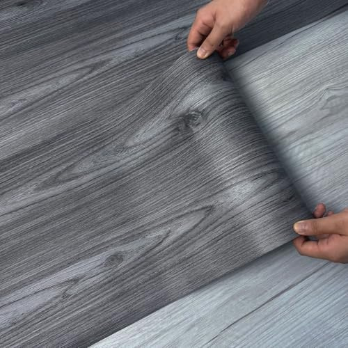 Vinyl Flooring Roll, 30cmX 5m, Laminate Wood Flooring, Peel n Stick,Waterproof Covering for Bedroom, Living Room,Rental,(1.5m² Nature Grey)