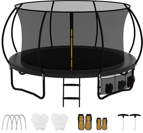 AWEV Outdoor Trampoline 14FT, Gs Certified Round Trampoline, Up To 200KG