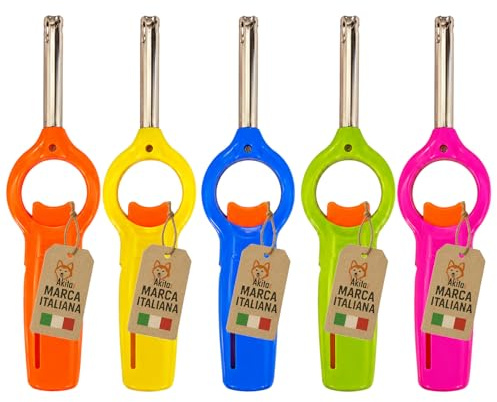AkitaInk Set 5 Accendigas Ricaricabili con Presa Ergonomica Rotonda, Accendini Multiuso per Cucina, Fornelli, BBQ, Camino e Candele