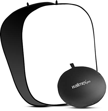 Walimex pro 2 in 1 Falthintergrund schwarz/weiß 150 x 200 cm, robuster Fotohintergrund mit stabilem Rahmen, faltbarer Hintergrund für Fotostudio mit Transporttasche