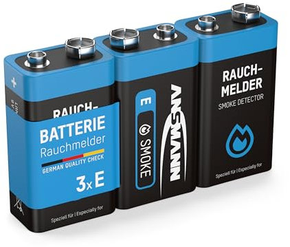 3 ANSMANN Lithium longlife Rauchmelder 9V Block Batterien - Premium Qualität für höhere Leistung, 9V Batterie ideal für Feuermelder, Bewegungsmelder, Alarmanlagen & Kohlenmonoxid Warnmelder