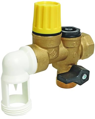 SOMATHERM FOR YOU, Groupe de sécurité NF 3/4 coudé avec siège téflon pour eau calcaire, adapté à tous chauffe-eaux, vanne d'arrêt, clapet anti-retour, garantie 5 ans