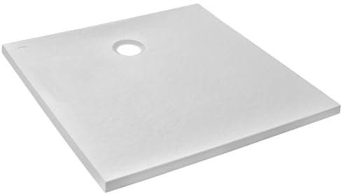 Jacob Delafon - Receveur de Douche Extra-Plat IPSO - Fabrication Française - Matériaux Recyclés - Sans Ressaut - Antidérapant & Antifongique - 80x80x3,5 cm - Texture Pierre, Blanc Mat - E62300-WPM