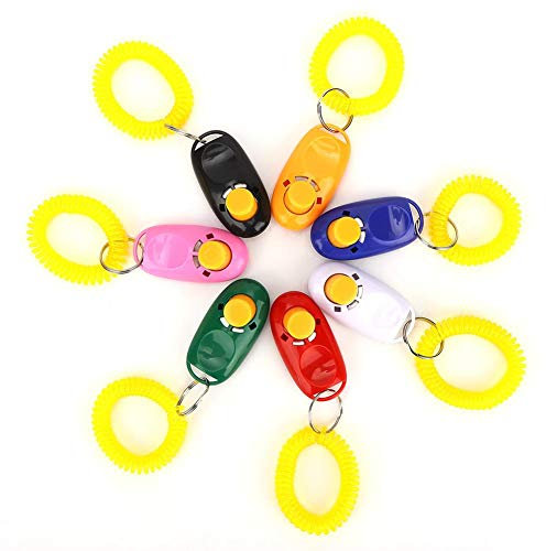 Pssopp Hundetraining Clicker mit Handgelenksbändern 7-teilig Buntes praktisches Hundetraining Clicker-Set Praktisches effektives Trainingswerkzeug für Hunde Katzen Welpen