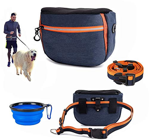 FiveFire Futterbeutel für Hunde, Hunde Leckerlie Tasche,Wasserdicht Futtertasche,Leckerlibeutel für Hunde,Hunde Futtertasche Beutel und Reisenapf, für Hundetraining und Futteraufbewahrung (Blau)