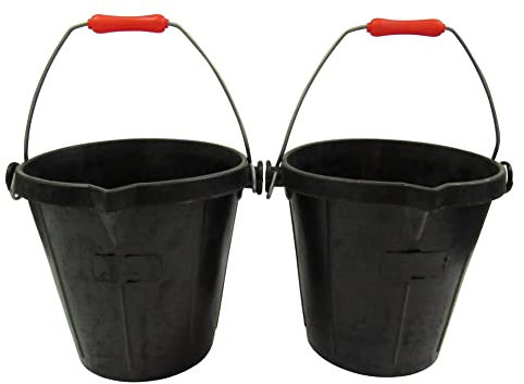 SecureFix Direct Flexible Heavy Duty Rubber Bucket 14L X2 (Large Horse Feed Builders Tub), Black