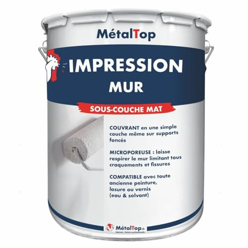 Metaltop - Impression Mur - Blanc - 5 L - Primaire d'accrochage, masque les taches, séchage rapide, sans odeur