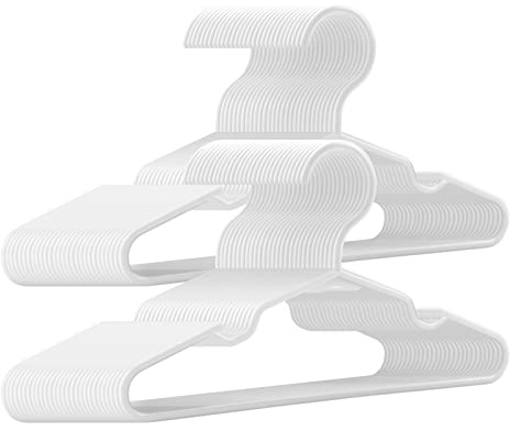 Trusir Kids Hangers - 100 Pack, 11.5 Inch White Baby & Toddler Hangers for Closet - Ideal for Baby Standard Use