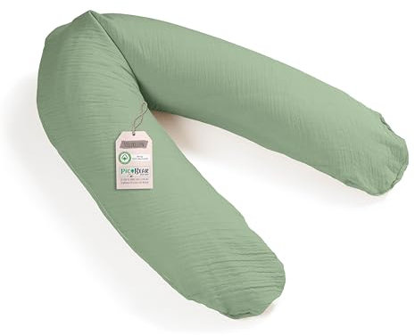 pic Bear Ersatzbezug für Stillkissen - hochwertige anschmiegsame Jersey Baumwolle für Lagerungskissen - Seitenschläferkissen - Classic 190 cm - grayed Jade musselin