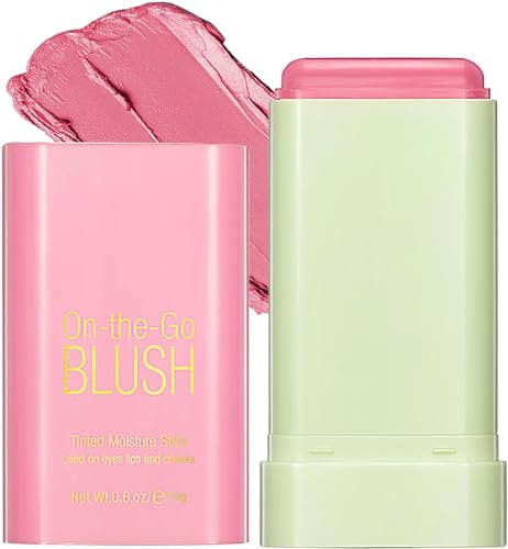 Lippenstift Blusher Stick, 3-in-1 Creme Blush für Lippen Wange Auge, Wasserdichter leichter Blush Stick, Creme Bronzer Creme Blusher Feuchtigkeitsspenden und aufbauende Blush für Make-up (Rosa)